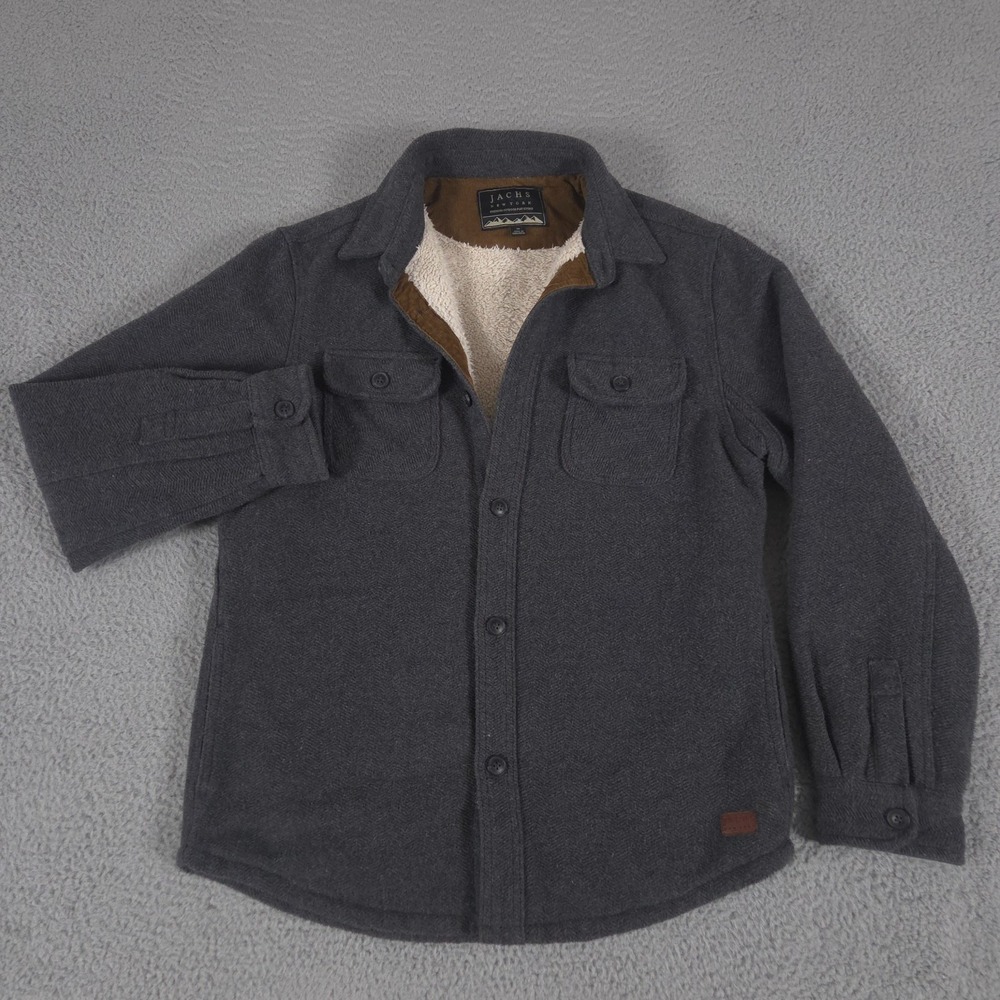 Jachs Jacket Mens Medium Gray Sherpa Lined Coat Button Up Wool Blend Outdoor